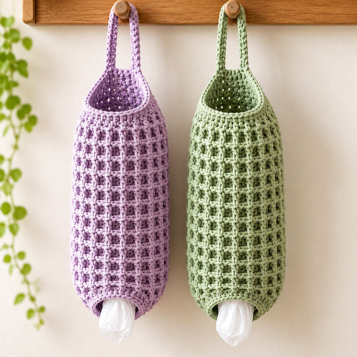 Crochet Plastic Bag Holder Pattern PDF – Hanging Kitchen Organizer