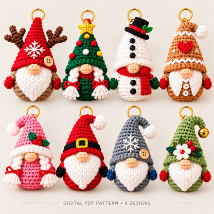 Christmas Gnome Ornament Crochet Pattern Bundle – 8 Designs PDF