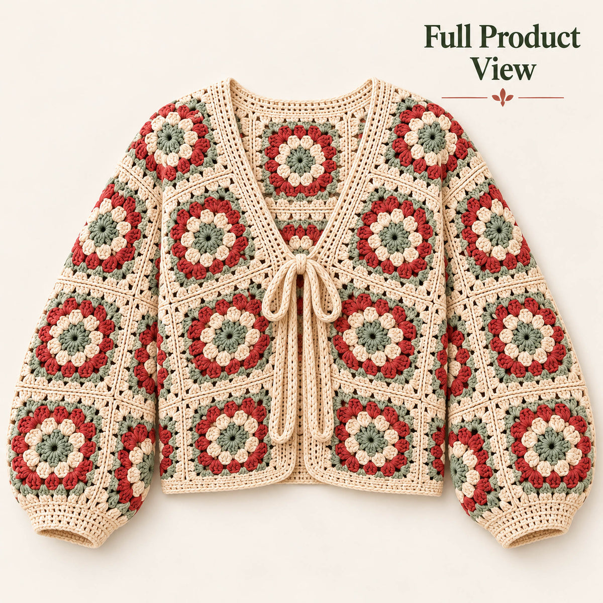 Floral Granny Square Cardigan Crochet Pattern PDF