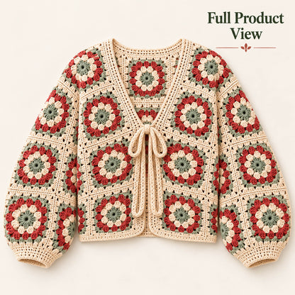 Floral Granny Square Cardigan Crochet Pattern PDF