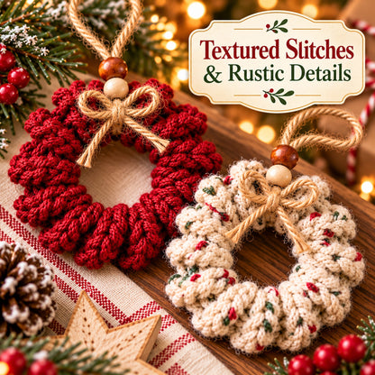 Mini Christmas Wreath Ornament Crochet Pattern PDF – Holiday Decor
