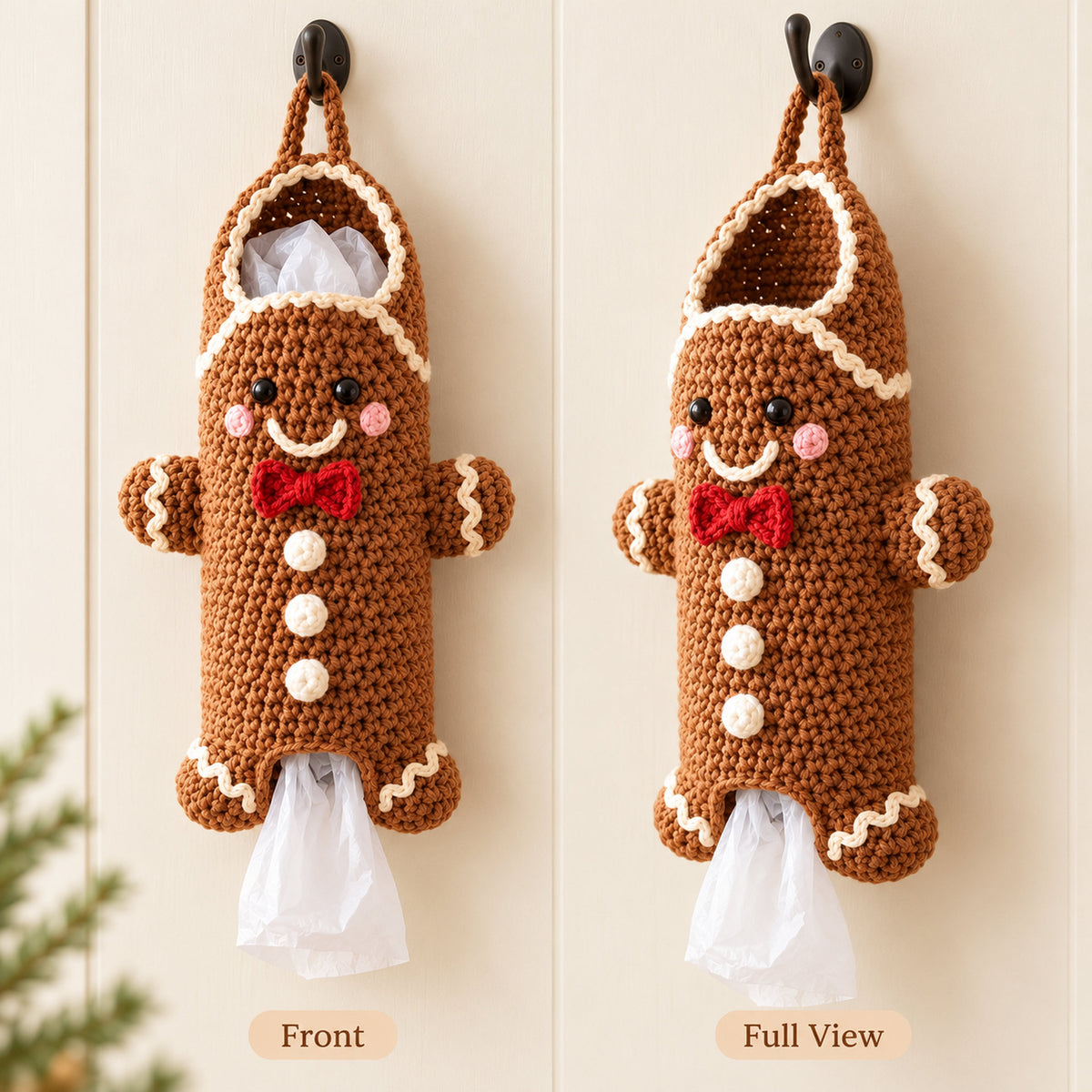Gingerbread Man Plastic Bag Holder Crochet Pattern PDF
