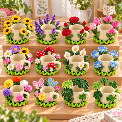 Crochet Mug Coaster Pattern Bundle PDF | 12 Floral & Botanical Designs