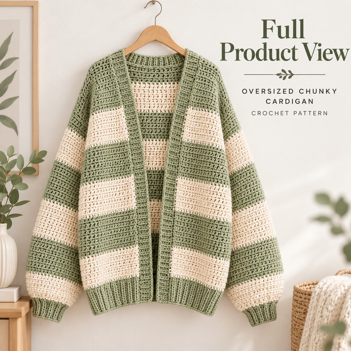 Oversized Chunky Cardigan Crochet Pattern PDF – Striped Cozy Cardigan