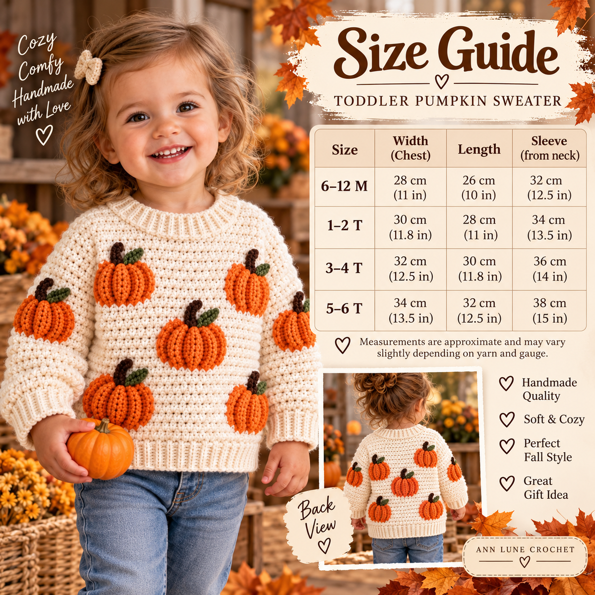 Pumpkin Sweater Crochet Pattern for Kids – Fall Crochet Pullover PDF Pattern