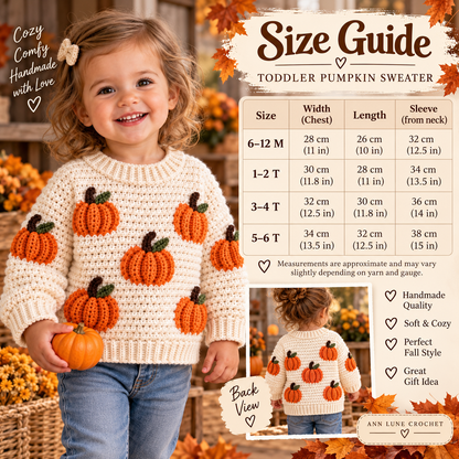 Pumpkin Sweater Crochet Pattern for Kids – Fall Crochet Pullover PDF Pattern