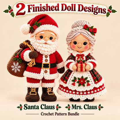 Santa & Mrs. Claus Crochet Pattern Bundle – Christmas Amigurumi PDF