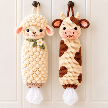 Sheep & Cow Crochet Plastic Bag Holder Pattern Bundle – PDF