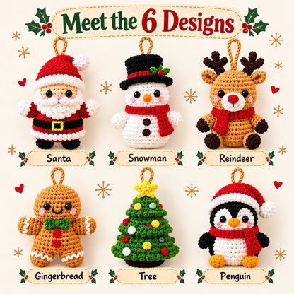 Mini Christmas Ornament Crochet Pattern Bundle – 6 Designs PDF