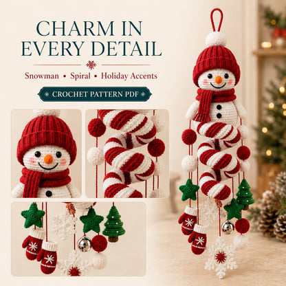 Snowman Spiral Hanging Crochet Pattern PDF | Christmas Amigurumi