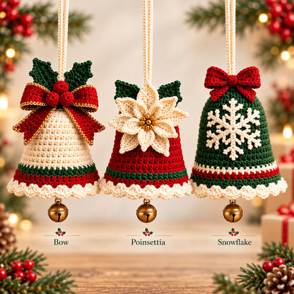 3-in-1 Crochet Christmas Bell Ornament Pattern Bundle – PDF