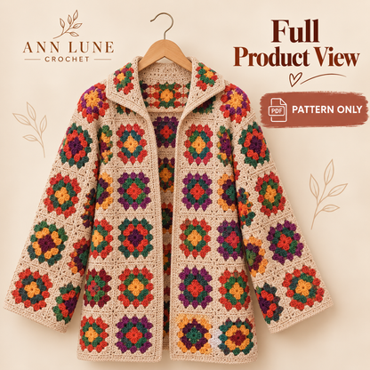 Granny Square Cardigan Crochet Pattern PDF | Floral Crochet Cardigan