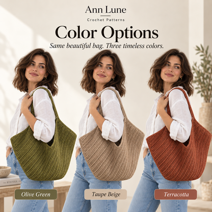Textured Crochet Tote Bag Pattern PDF – Modern Market Bag Crochet Pattern, Everyday Shoulder Bag, Instant Download