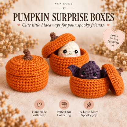 Halloween Crochet Pattern Bundle PDF | 4 Mini Amigurumi Spooklings + Pumpkin Box