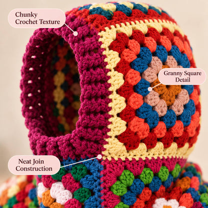 Multicolored Granny Square Balaclava Crochet Pattern PDF