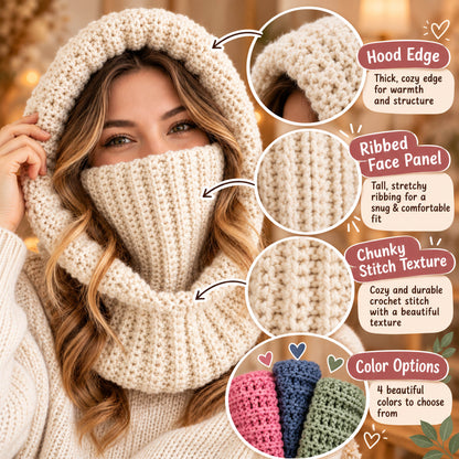 Balaclava Turtleneck Crochet Pattern PDF