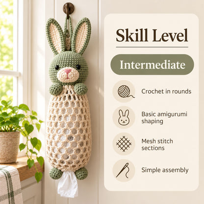 Bunny Plastic Bag Holder Crochet Pattern PDF – Kitchen Organizer