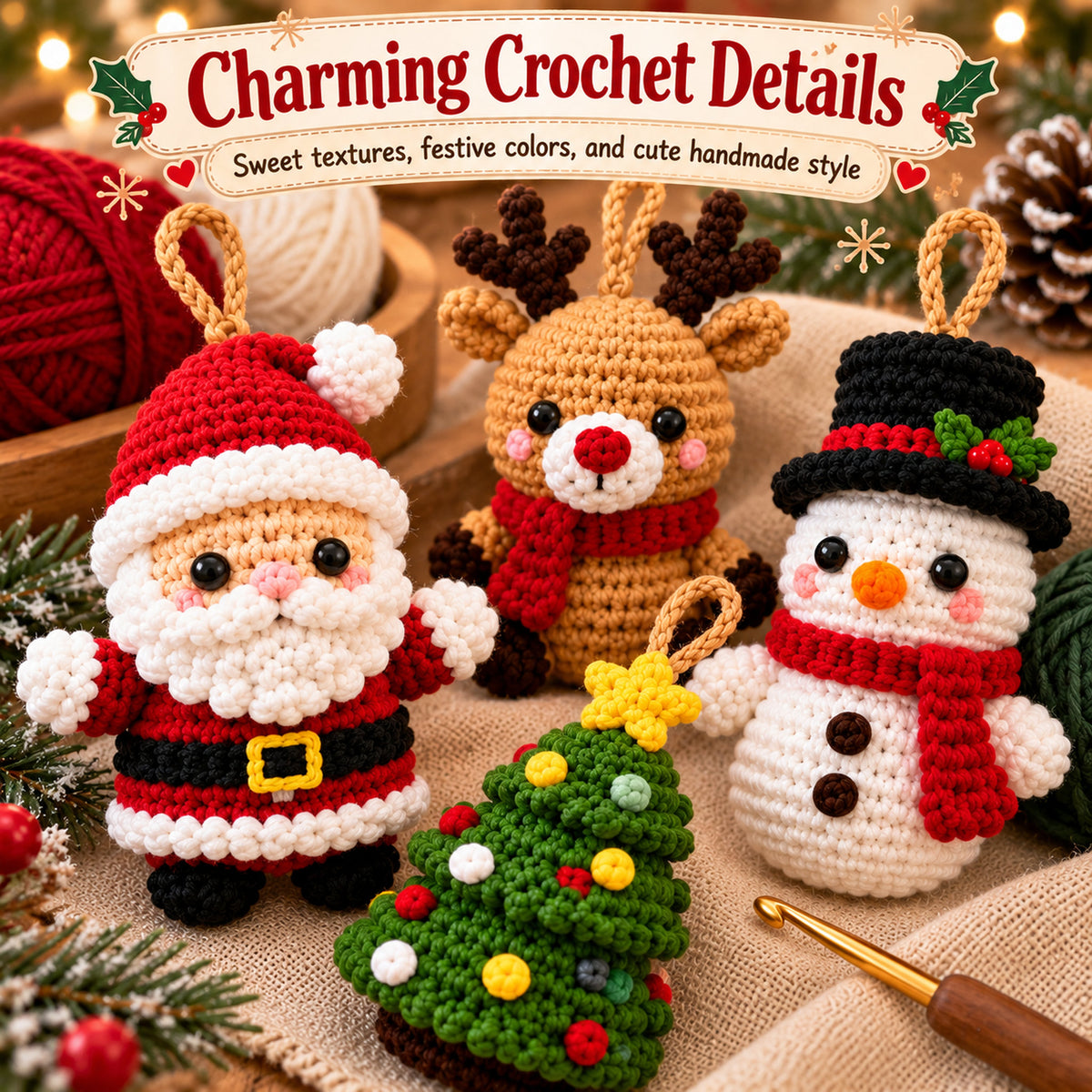 Mini Christmas Ornament Crochet Pattern Bundle – 6 Designs PDF
