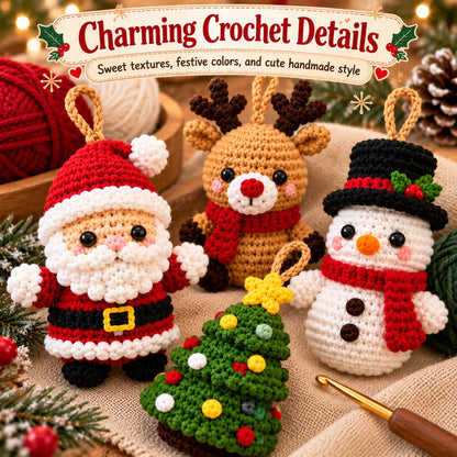Mini Christmas Ornament Crochet Pattern Bundle – 6 Designs PDF