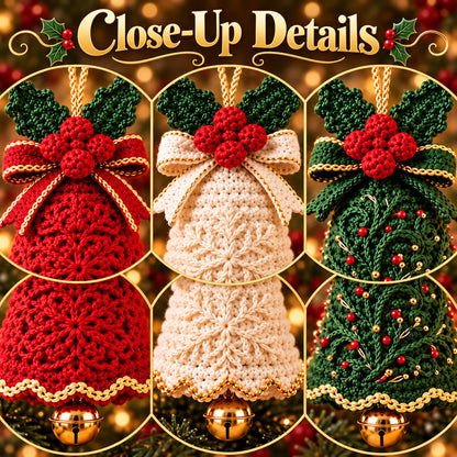 Christmas Bell Ornament Crochet Pattern Bundle – 3 Designs PDF
