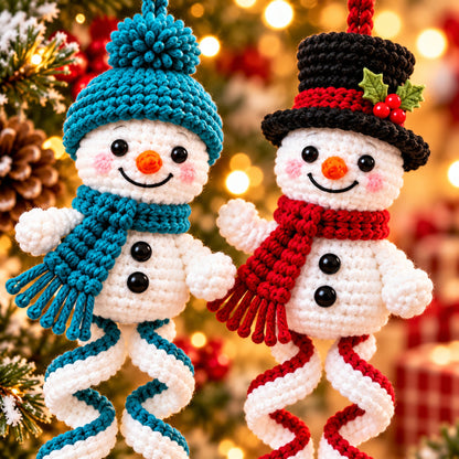 Christmas Spiral Snowman Ornament Crochet Pattern PDF | 5 Festive Snowman Designs