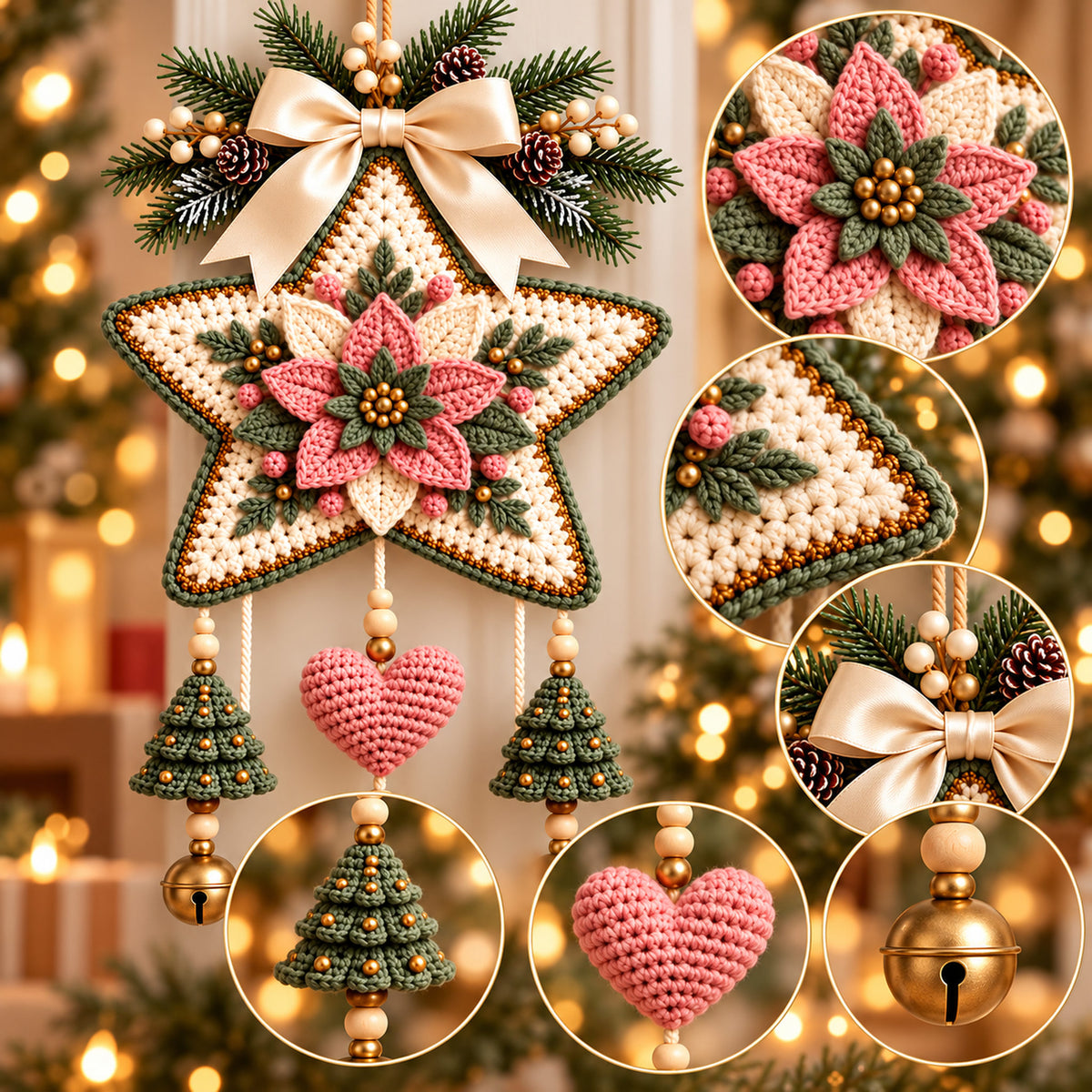 Christmas Star Door Hanging Crochet Pattern – PDF