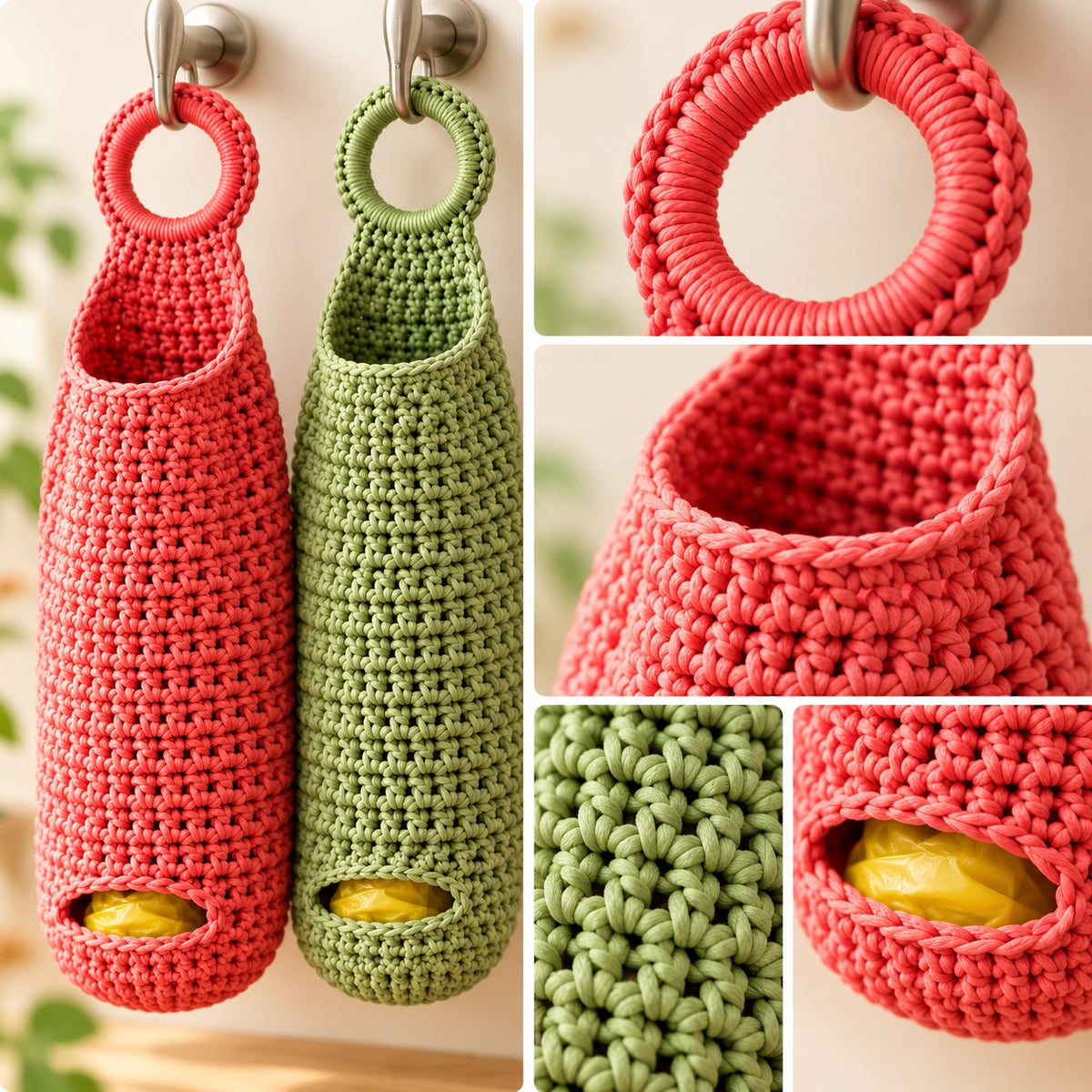 Crochet Plastic Bag Holder Pattern – Hanging Bag Dispenser PDF