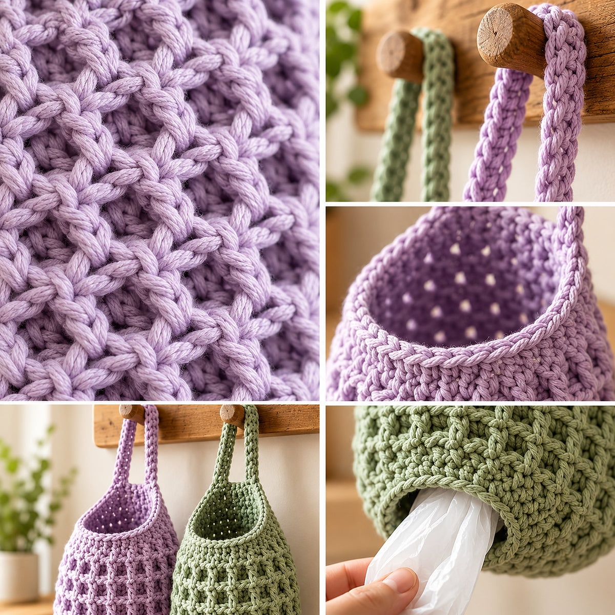 Crochet Plastic Bag Holder Pattern PDF – Hanging Kitchen Organizer