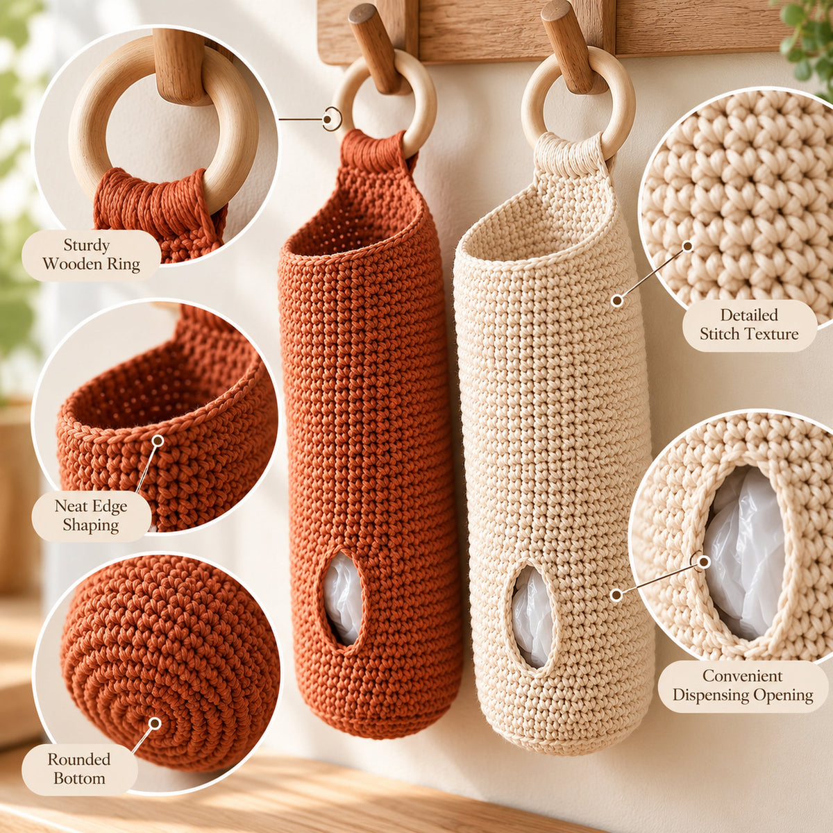 Crochet Plastic Bag Holder Pattern PDF – Hanging Kitchen Organizer