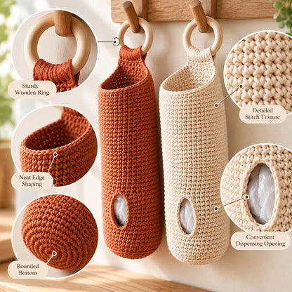 Crochet Plastic Bag Holder Pattern PDF – Hanging Kitchen Organizer