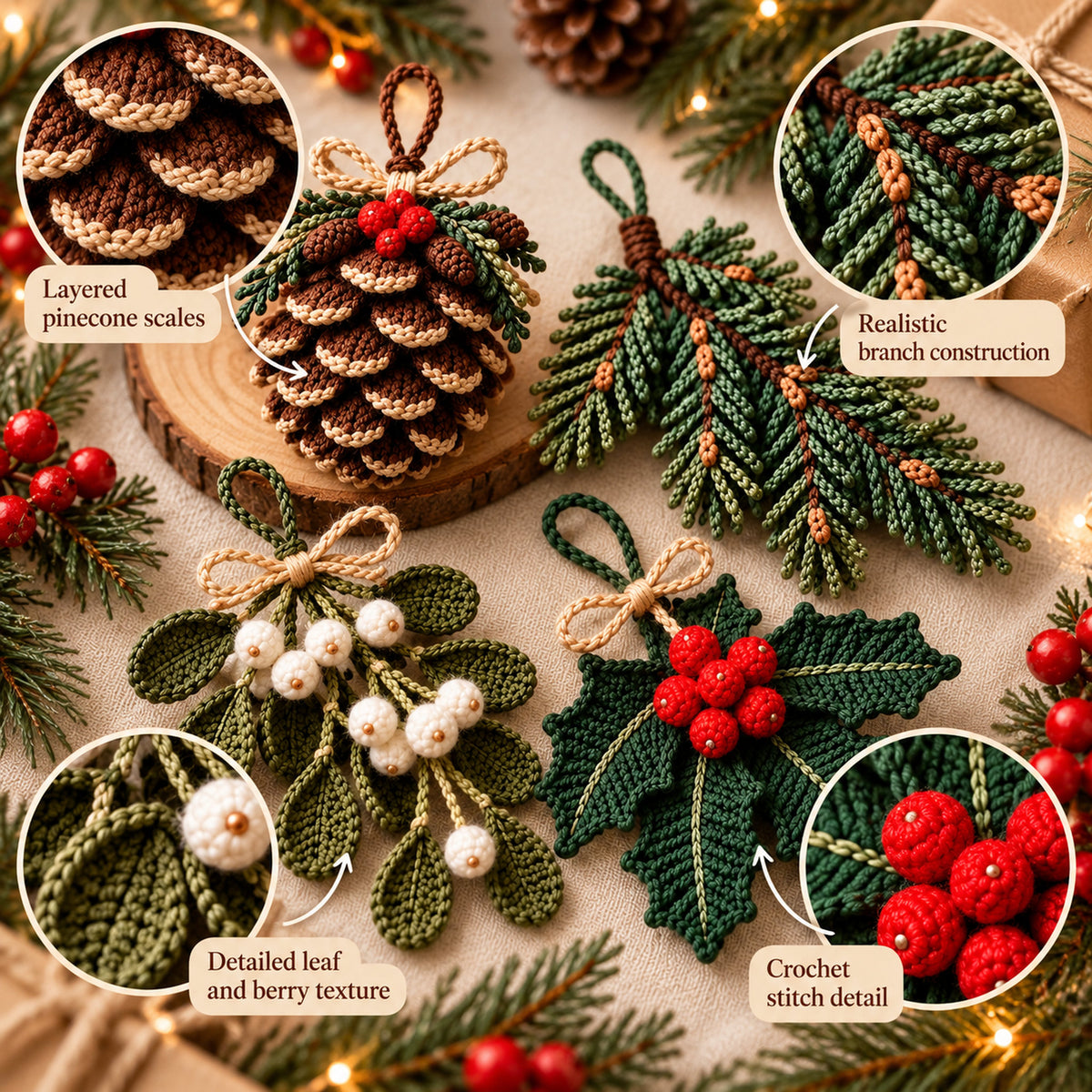 Christmas Crochet Ornament Pattern Bundle – 4 Designs PDF