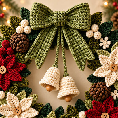 Crochet Christmas Wreath Pattern PDF | Festive Holiday Wreath Crochet Pattern