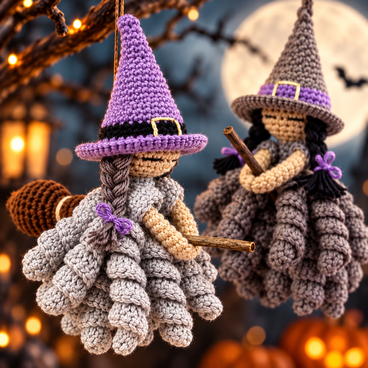 Halloween Witch Ornament Crochet Pattern PDF | 3 Spooky Witch Designs