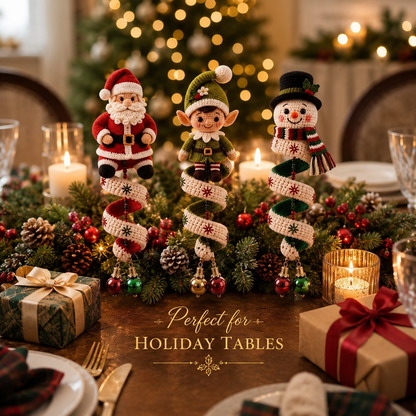 Christmas Spiral Crochet Pattern Bundle – Santa, Elf & Snowman PDF Pattern
