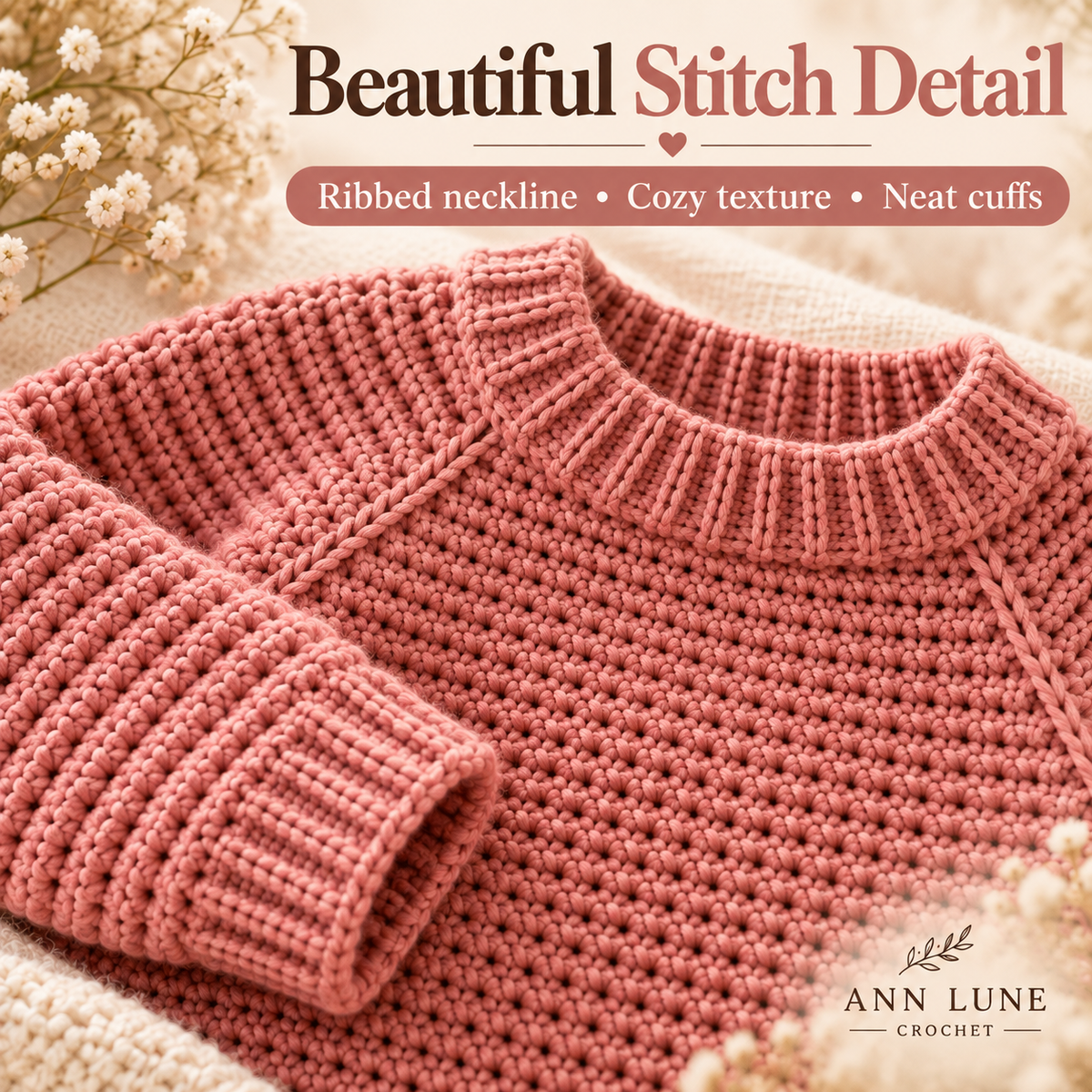 Kids Crochet Sweater Pattern – Sizes 1–10 Years PDF