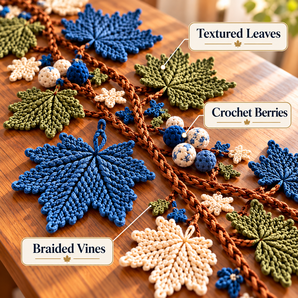Maple Leaf Table Runner Crochet Pattern PDF