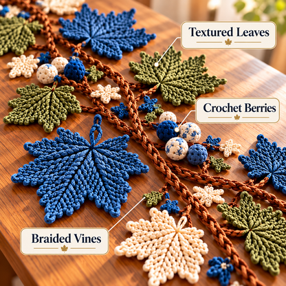Maple Leaf Table Runner Crochet Pattern PDF