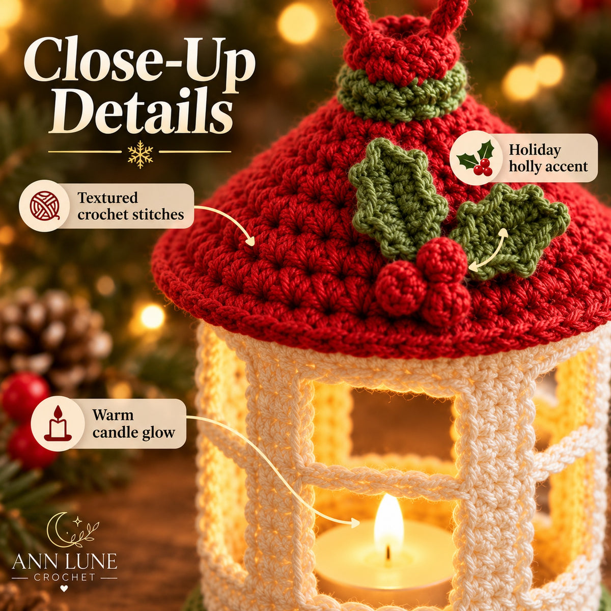 Mini Christmas Lantern Crochet Pattern PDF – Holiday Ornament & Decor