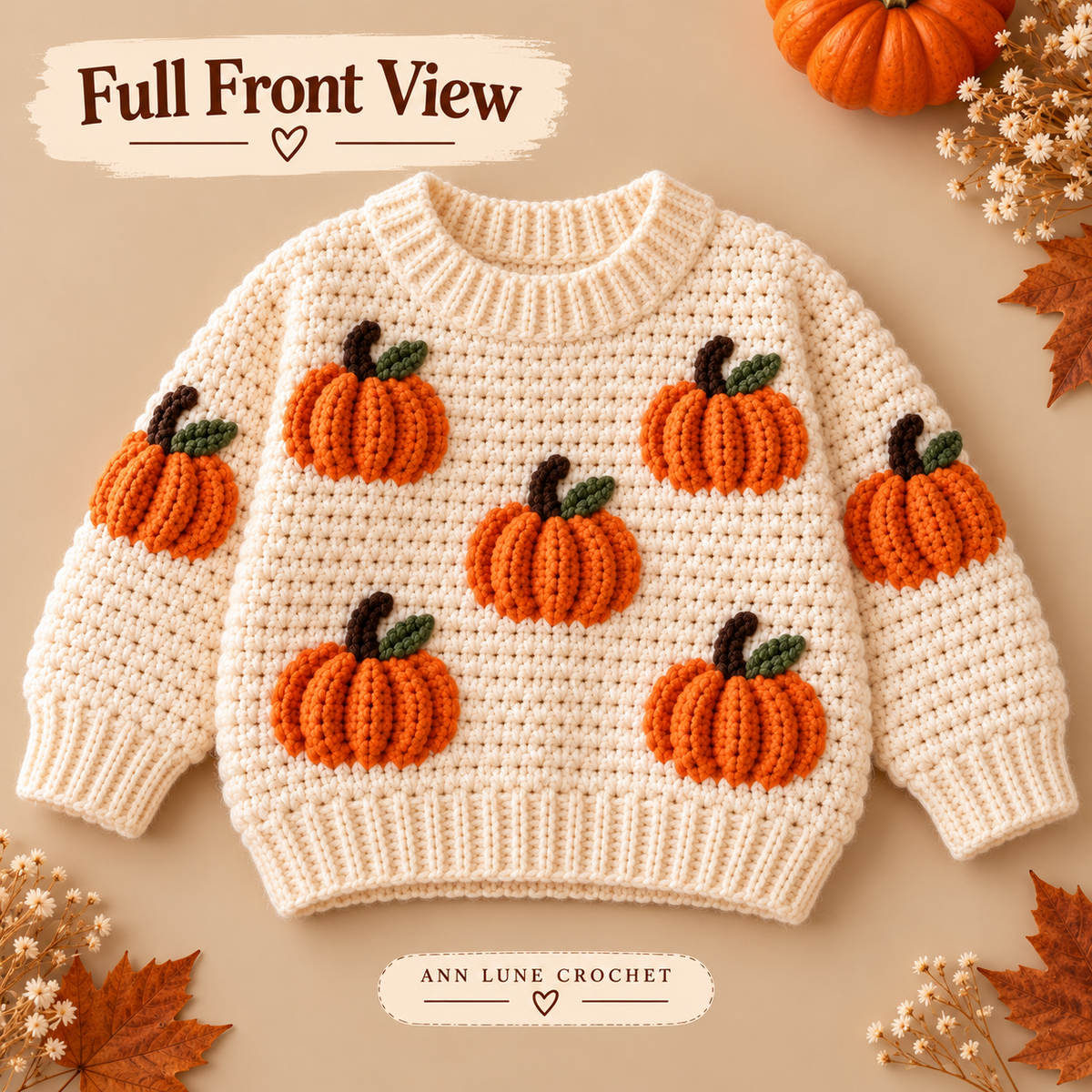 Pumpkin Sweater Crochet Pattern for Kids – Fall Crochet Pullover PDF Pattern