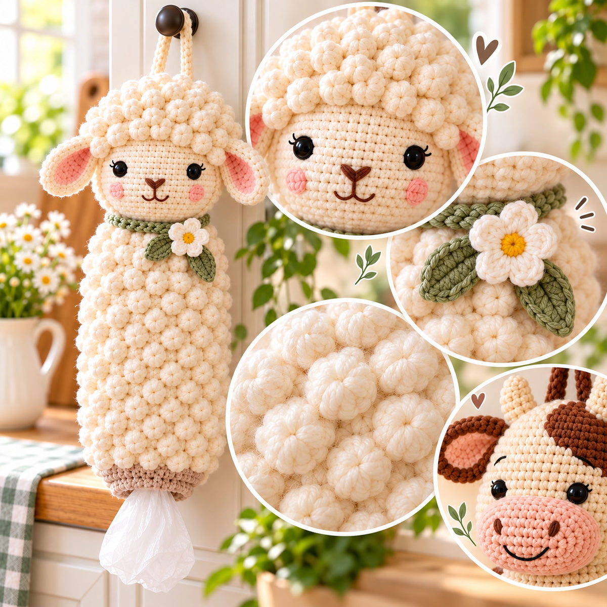 Sheep & Cow Crochet Plastic Bag Holder Pattern Bundle – PDF