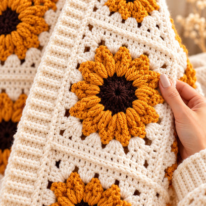 Sunflower Granny Cardigan Crochet Pattern PDF | Granny Square Cardigan Pattern