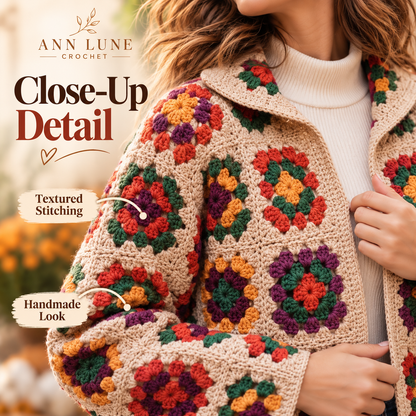 Granny Square Cardigan Crochet Pattern PDF | Floral Crochet Cardigan