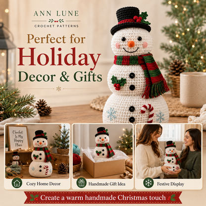 Snowman Crochet Pattern PDF – Christmas Amigurumi Snowman, Holiday Decor & Handmade Gift