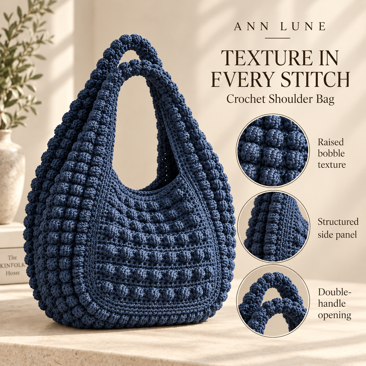 Bobble Shoulder Bag Crochet Pattern PDF | Crochet Hobo Bag