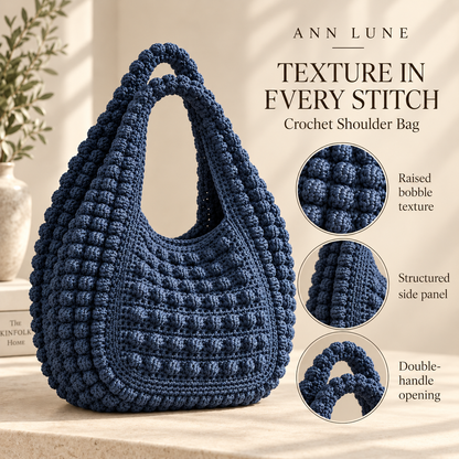 Bobble Shoulder Bag Crochet Pattern PDF | Crochet Hobo Bag