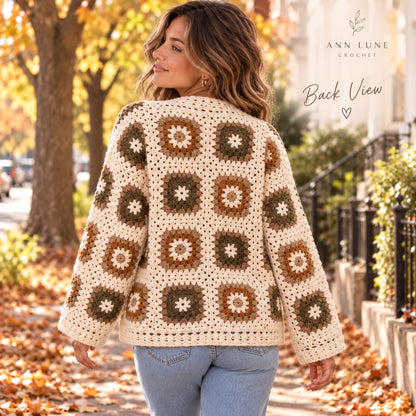 Granny Square Cardigan Crochet Pattern PDF – Women's Crochet Cardigan