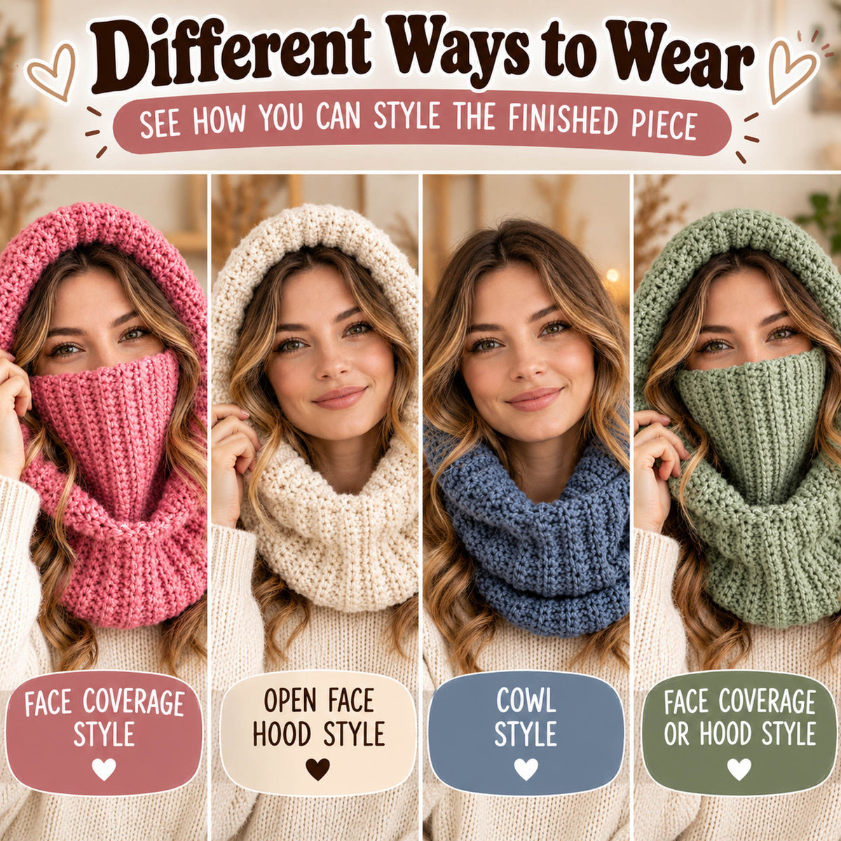 Balaclava Turtleneck Crochet Pattern PDF