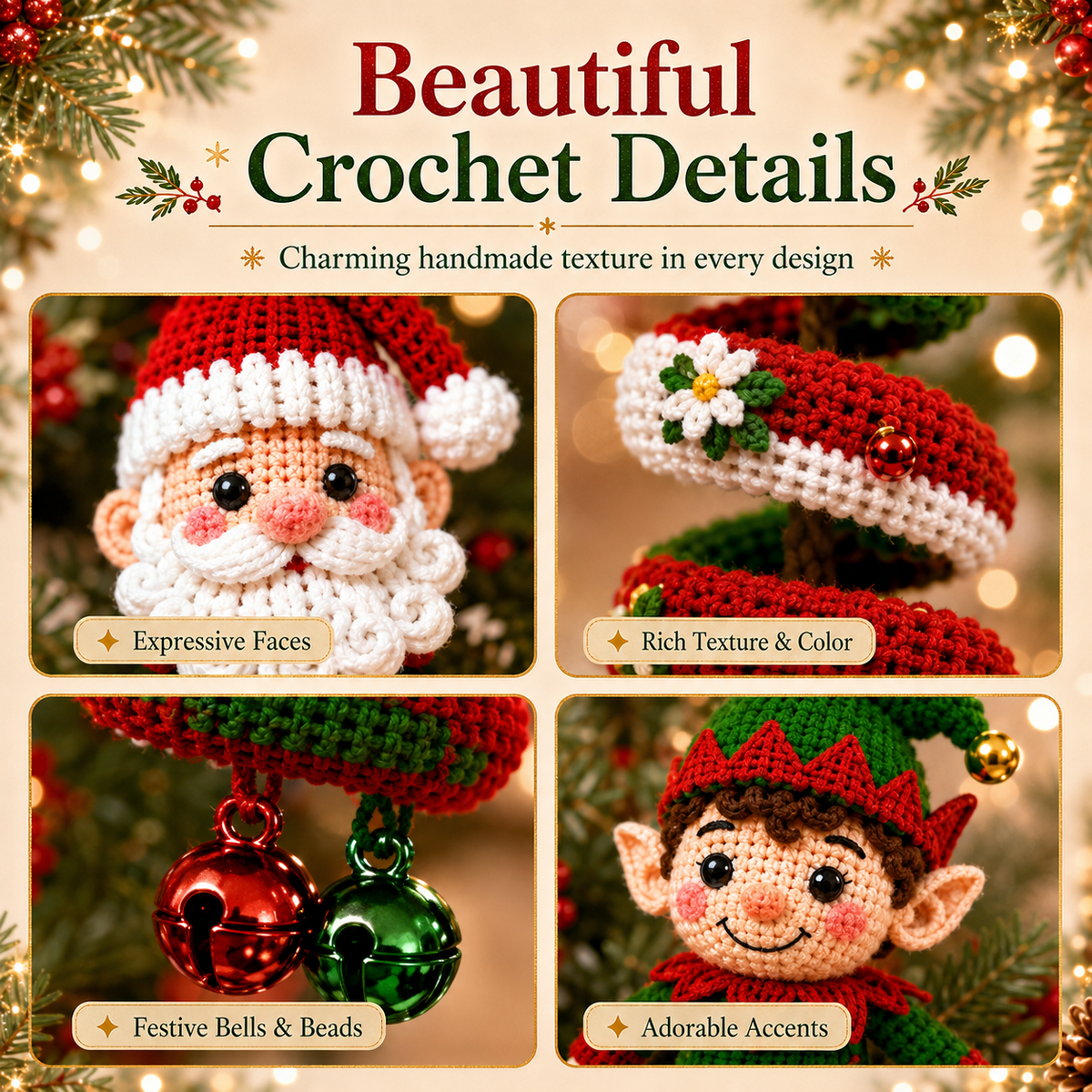 14 Christmas Spiral Crochet Pattern Bundle PDF – Christmas Ornament & Hanging Decor Patterns