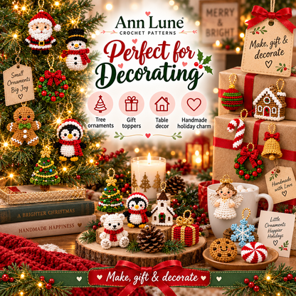 50 Christmas Crochet Ornament Patterns Bundle PDF – Mini Holiday Amigurumi Decorations