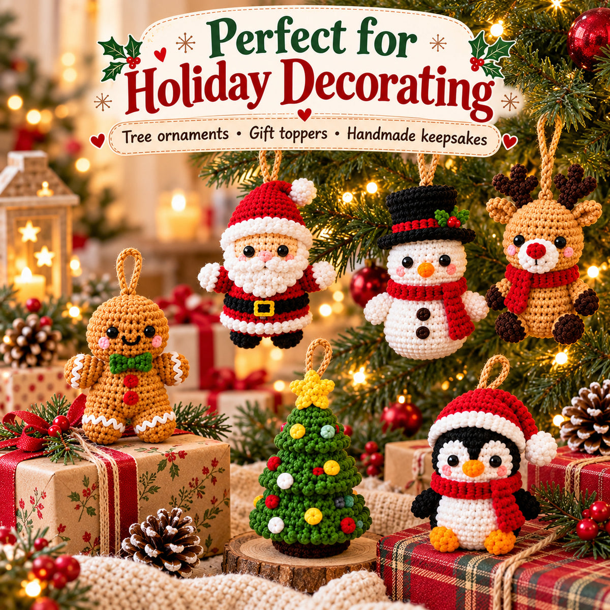 Mini Christmas Ornament Crochet Pattern Bundle – 6 Designs PDF